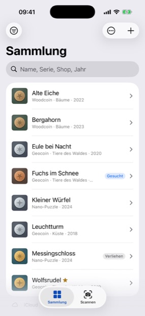 Die Sammlung auf dem iPhone